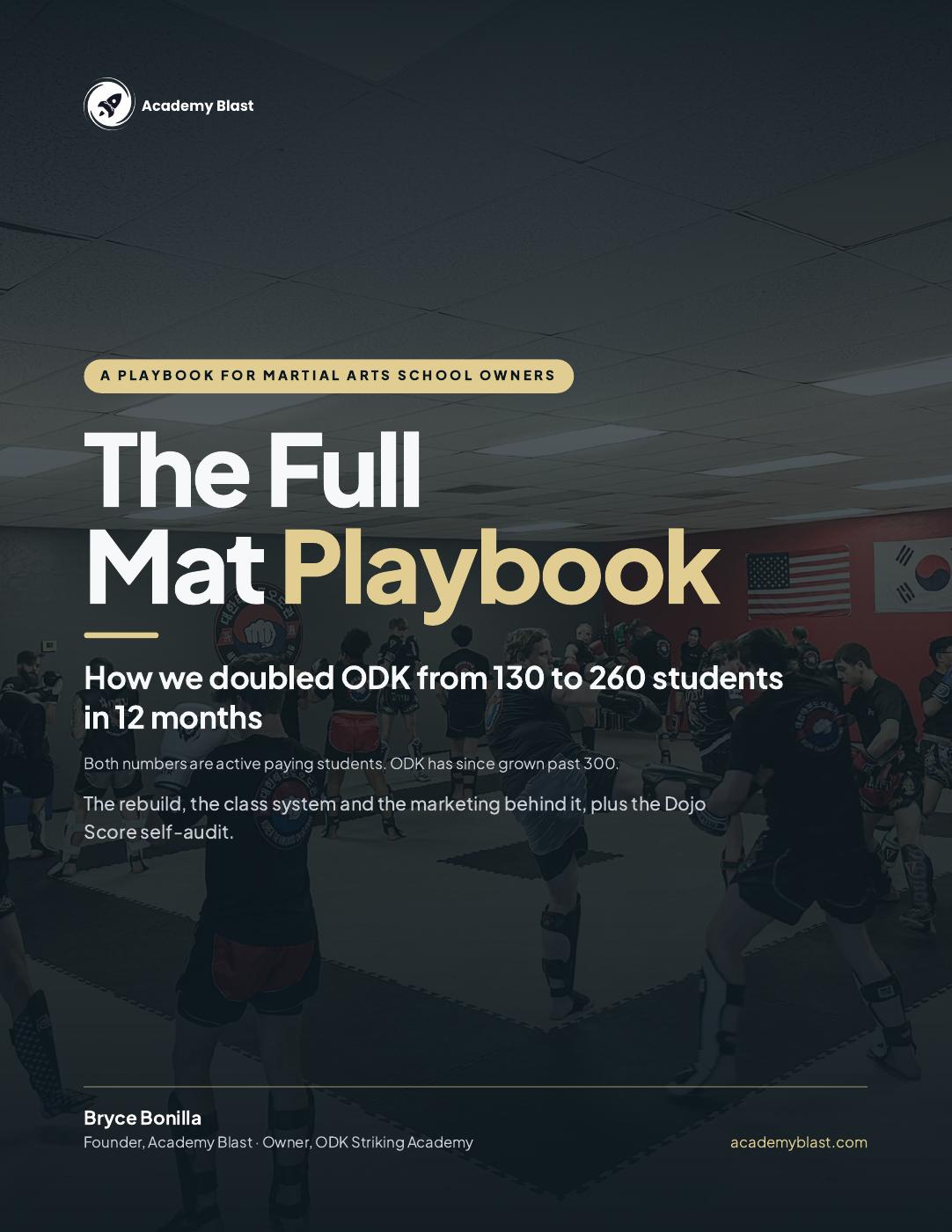 The Full Mat Playbook cover for martial arts school owners