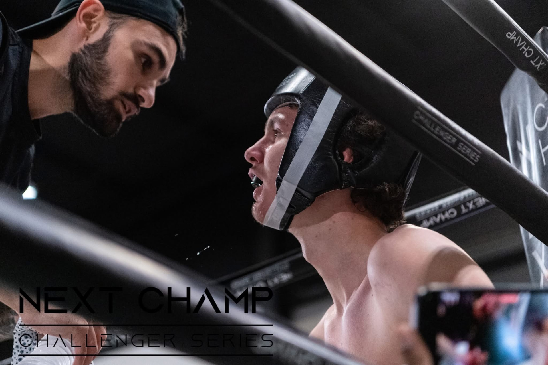 Bryce Bonilla cornering a fighter in the ring